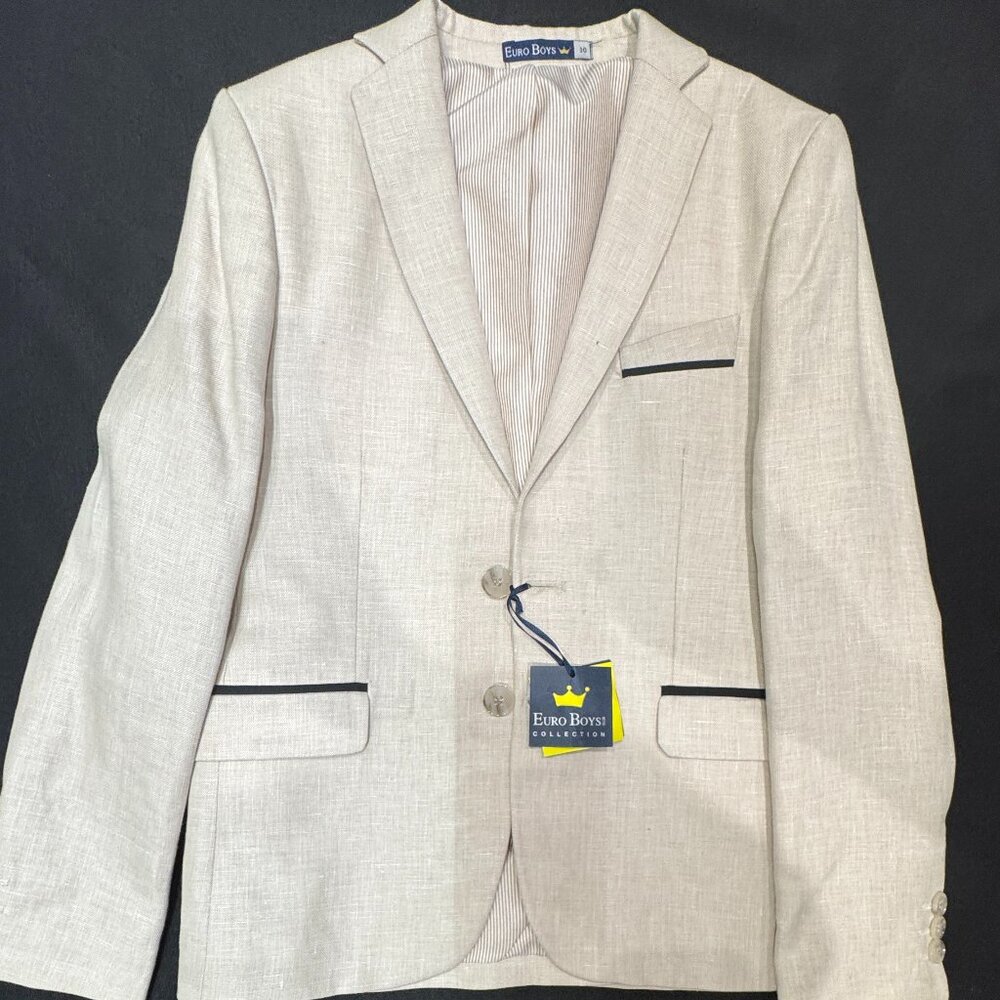 Euro Boys beige boys cotton suit jacket size 10